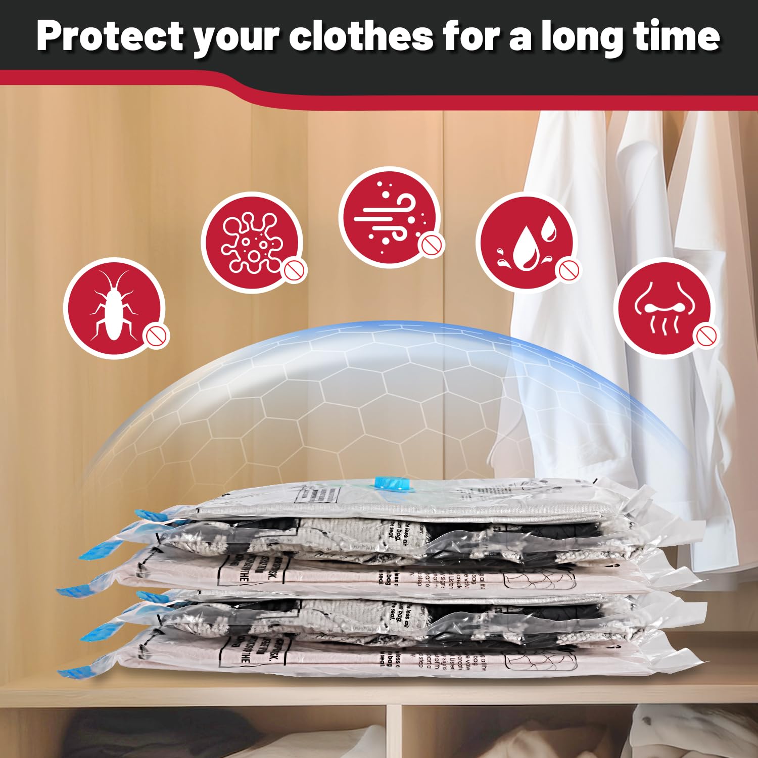 UPGOGO Vacuum Storage Bags with Portable Electric Pump,Vacuum Seal Bags for Clothing,Space Saver Bags,Vacuum Travel Bags for Luggage(Combo 8 Pack)