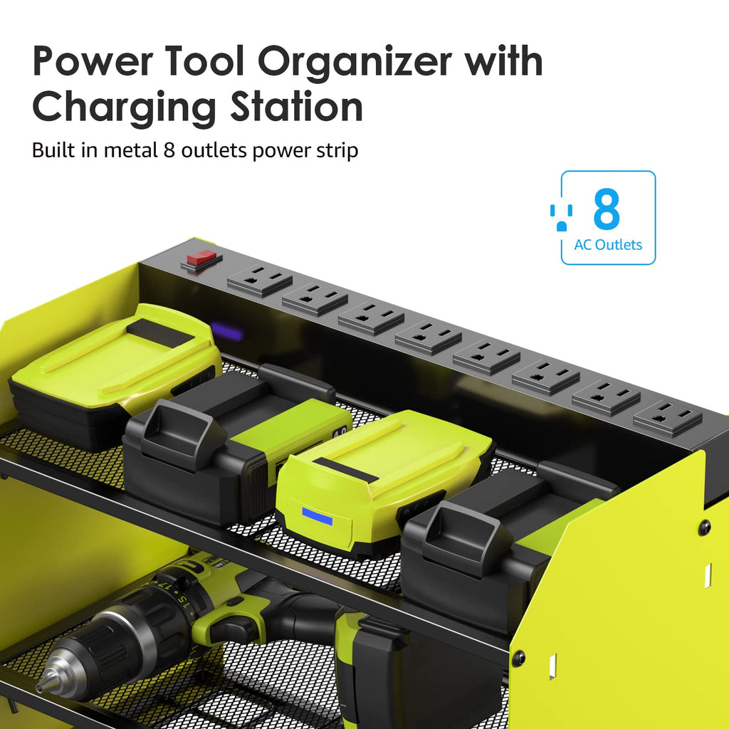 CCCEI Wall Mount Modular Tool Charging Organizer, Green, 2 Pack, 3 Tier.