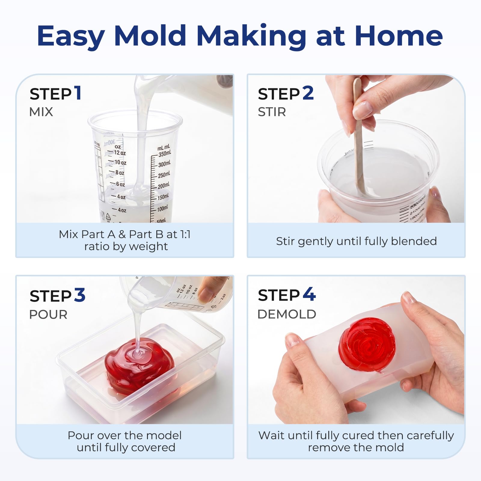Nicpro 250oz Silicone Mold Making Kit, 15A Platinum Liquid Silicones Rubber