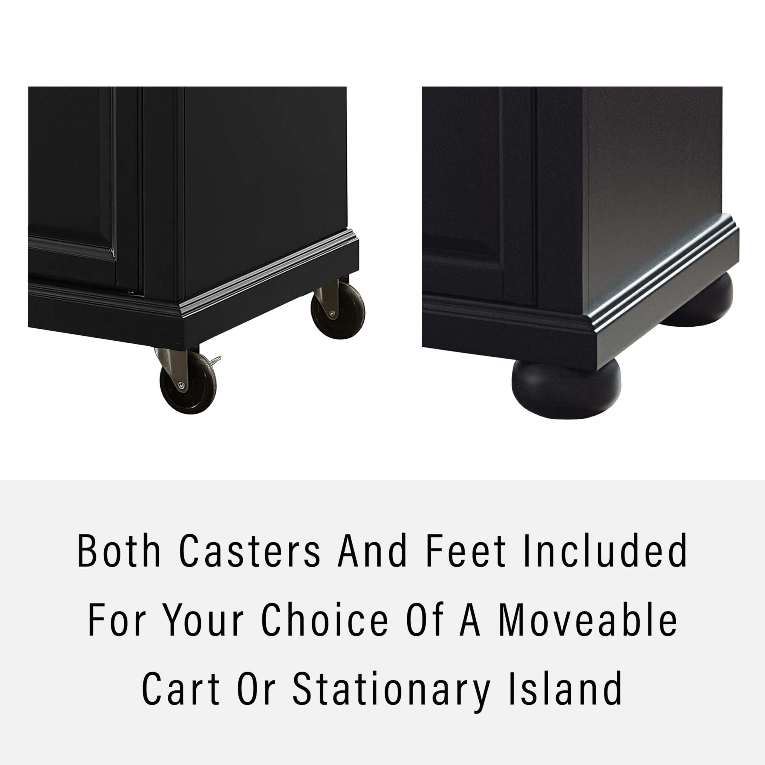 Crosley Furniture Alexandria Granite Top Rolling Kitchen Island Storage Cart, Microwave Stand, Spice Rack, Black