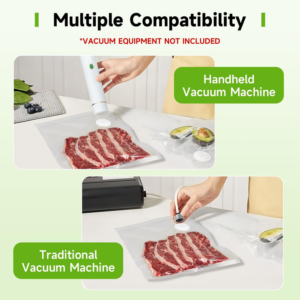 Vixino Vacuum Sealer Bags, 30 Reusable Vacuum Sealer Bags for Food, BPA-Free, Meal Prep and Sous Vide Cooking,Works for Handheld Sealer and Vac Sealer Machine with External Vacuum Systems