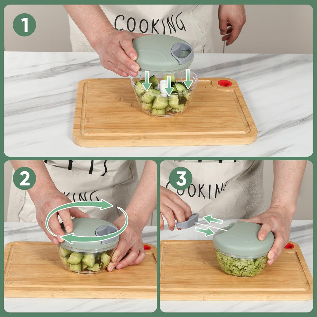 LGURT Garlic Chopper, Pull-String Vegetable Onion Mincer