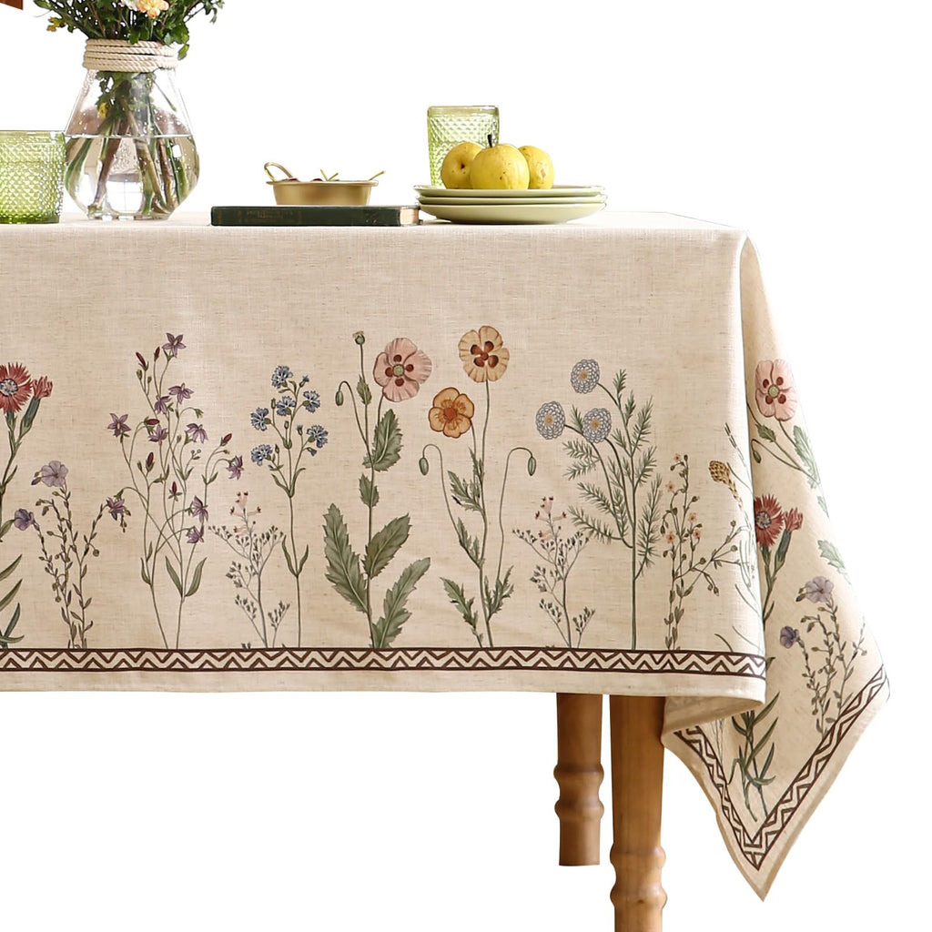 ISAENNE Designer Linen Rectangular Tablecloth,102"x63"-Serenity G