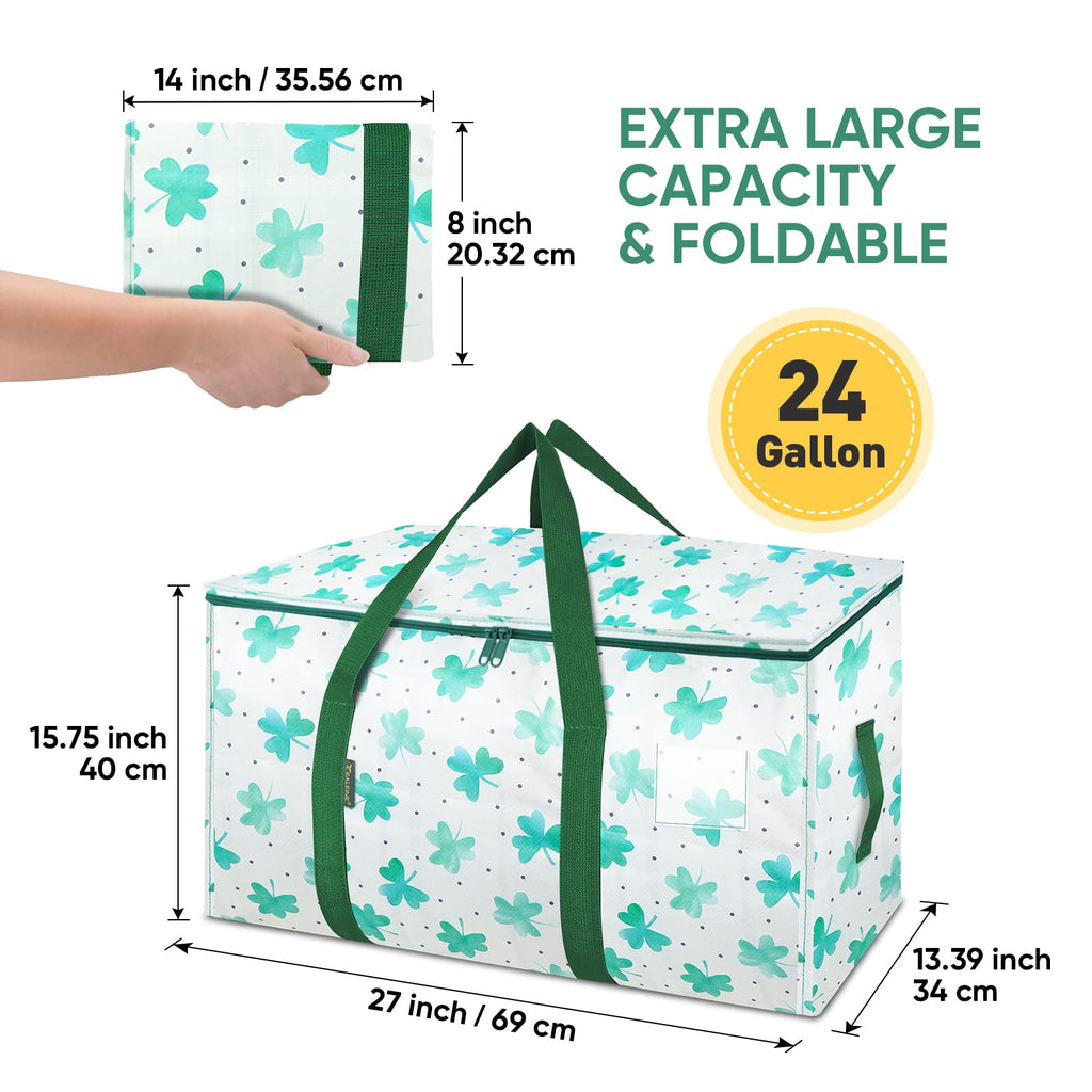 BALEINE 2-Pack Oversized Moving Bags with Reinforced Handles, Heavy-Duty Storage Tote for Clothes, Moving Supplies (Clover, 2-Pack)
