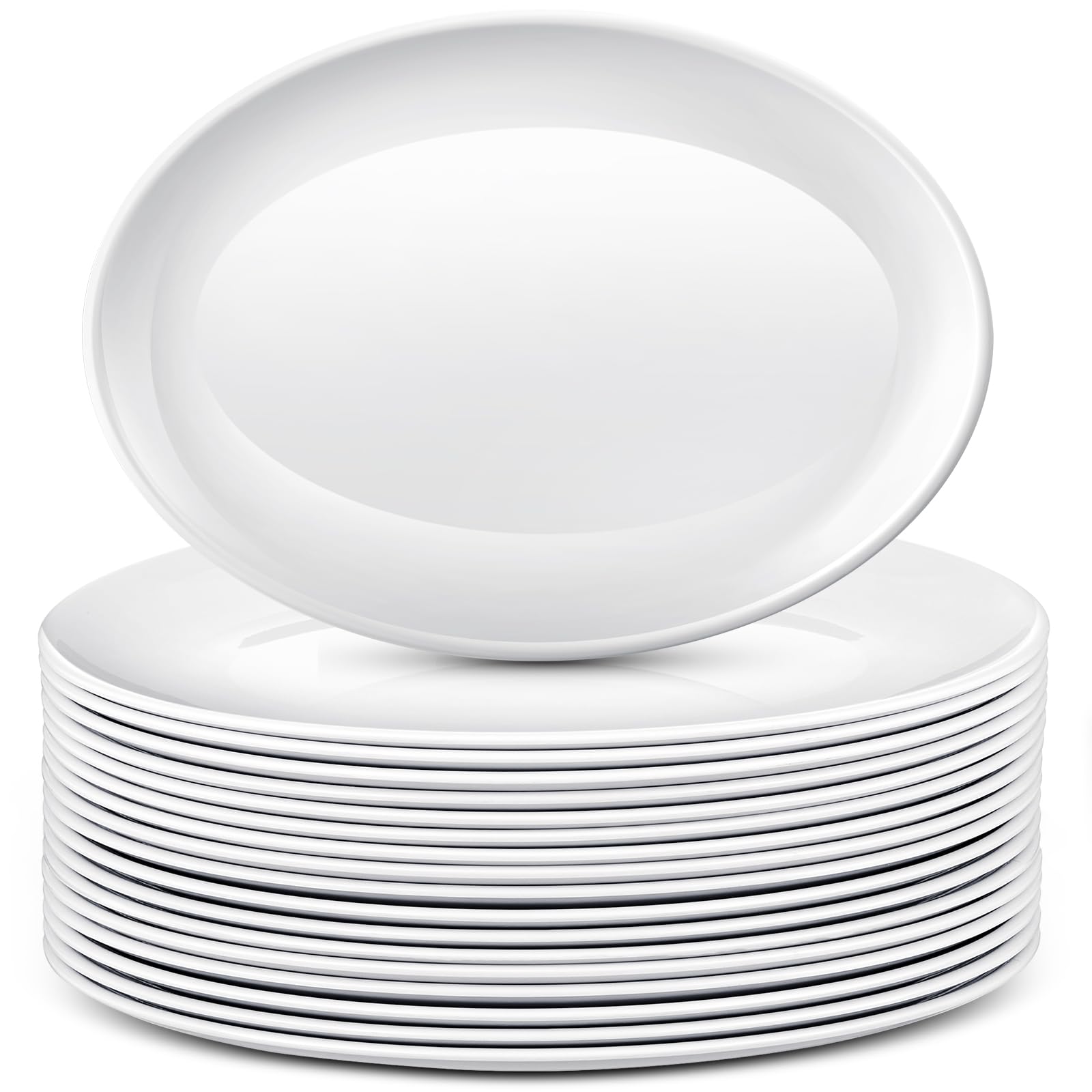 Dandat 36 Pcs Large Serving Platters Oval Trays White Plates Serving Dish for Wedding Party Restaurant Home Steak, Taco, Sushi, Appetizer, Cake (12 Inch)