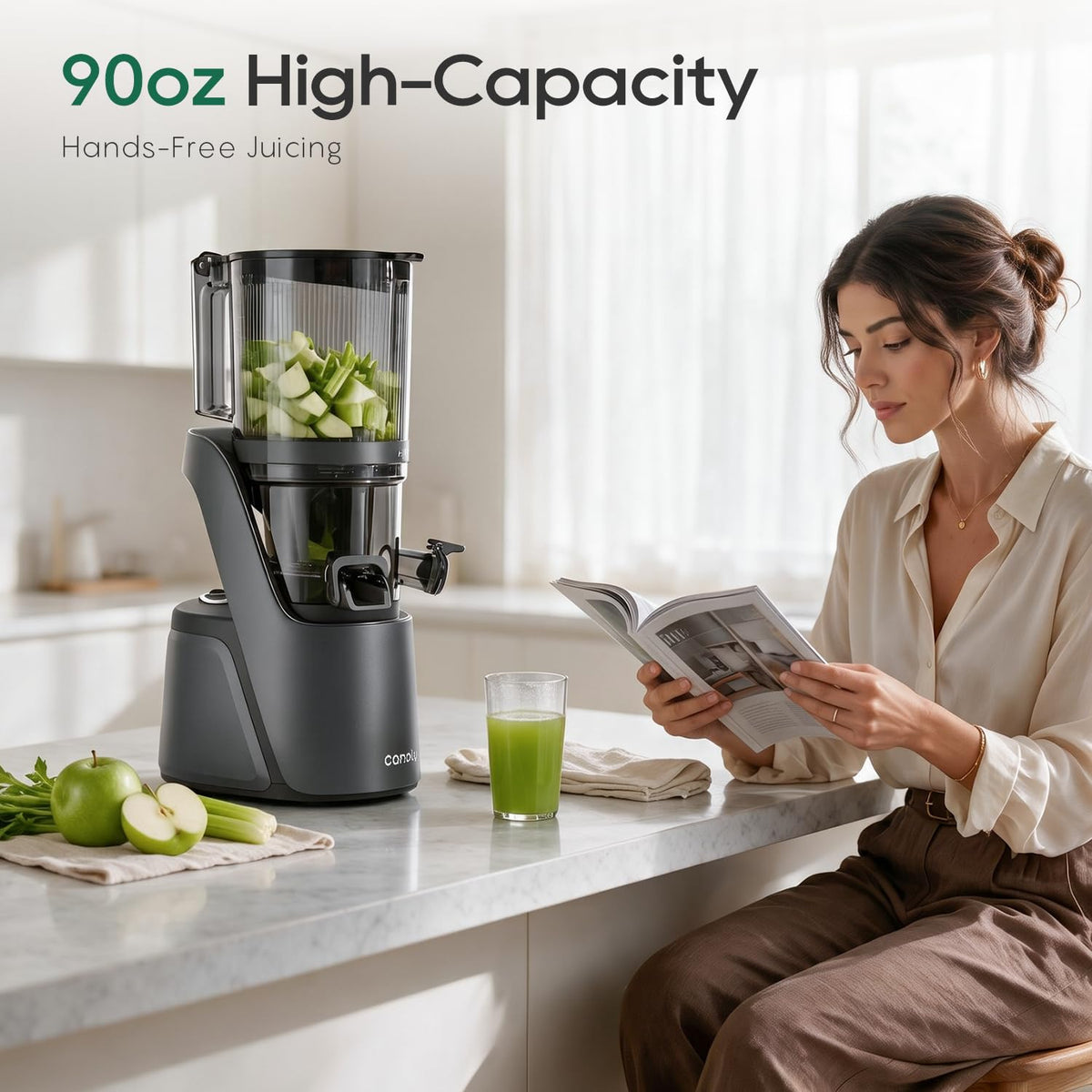 Canoly 3-in-1 Cold Press Juicer C16, Makes Juice & Sorbet & Nut Milk