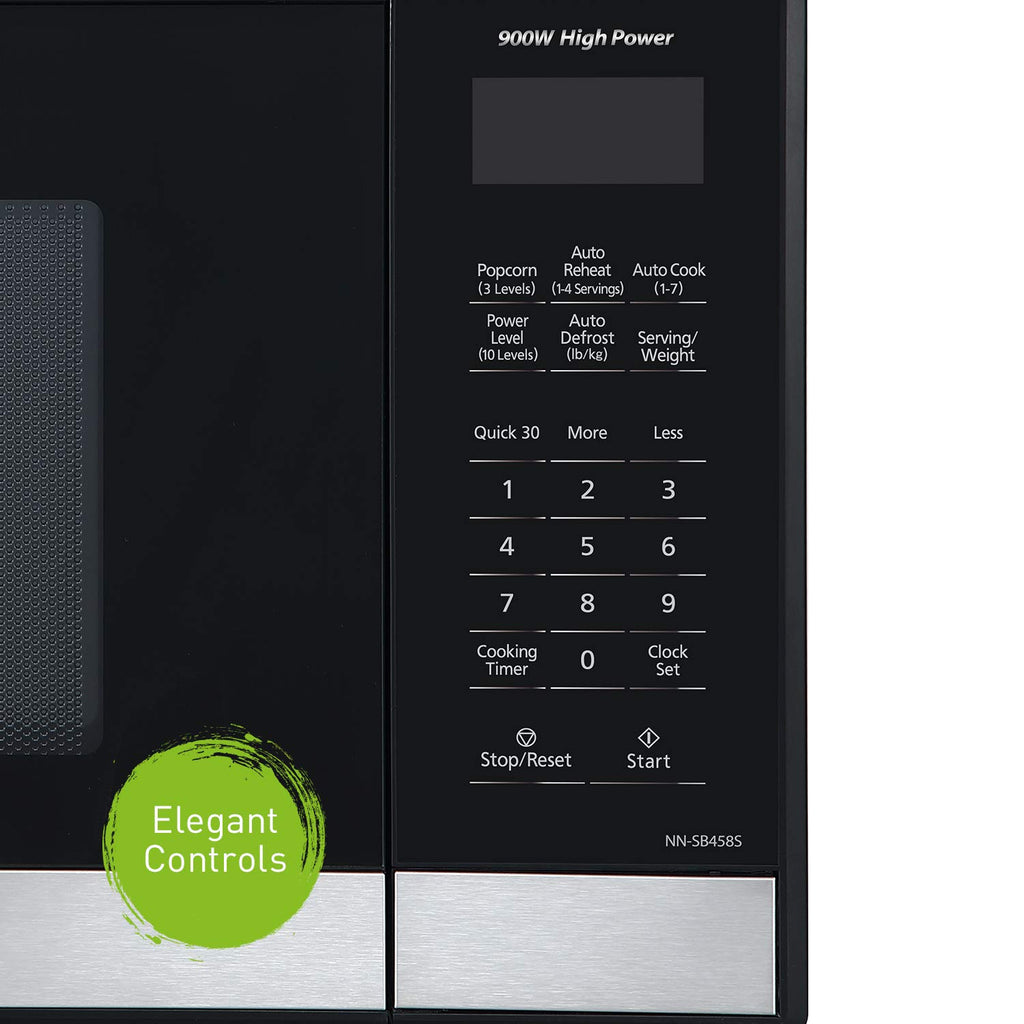 Panasonic NN-SB458S Compact Microwave Oven, 0.9 cu.ft., Stainless Steel/Silver