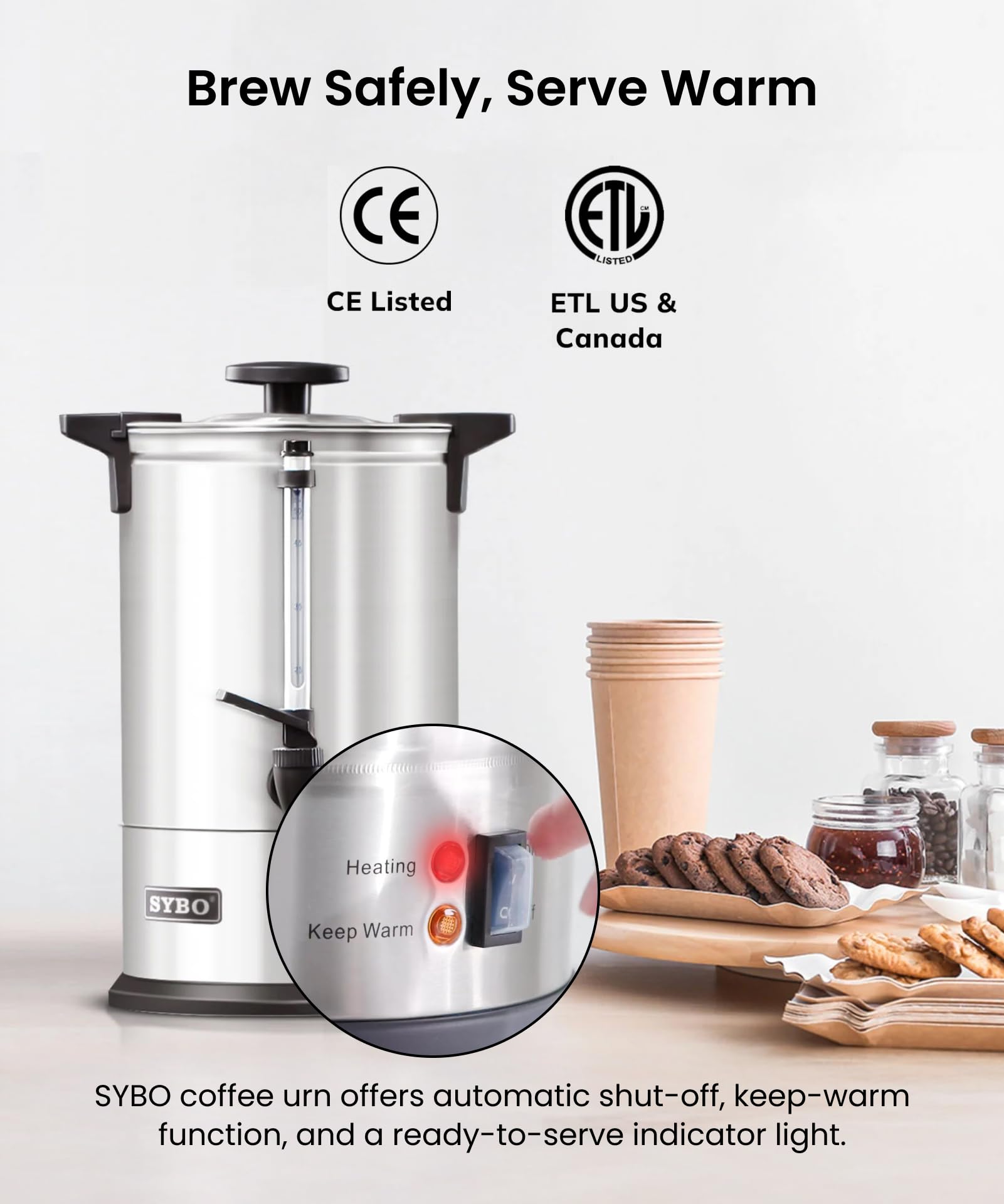 SYBO 120 Cup Commercial Coffee Urn, 18 L Large Coffee Maker