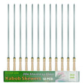 JOWHONK 23.5" Large Skewers for Grilling,304 Stainless Steel 0.4 inch Wide Kabob Skewers with Wooden Handle,Heavy-Duty Flat Metal Kebab Skewer,BBQ Barbecue Skewer Reusable for Outdoor Grill-12PCS