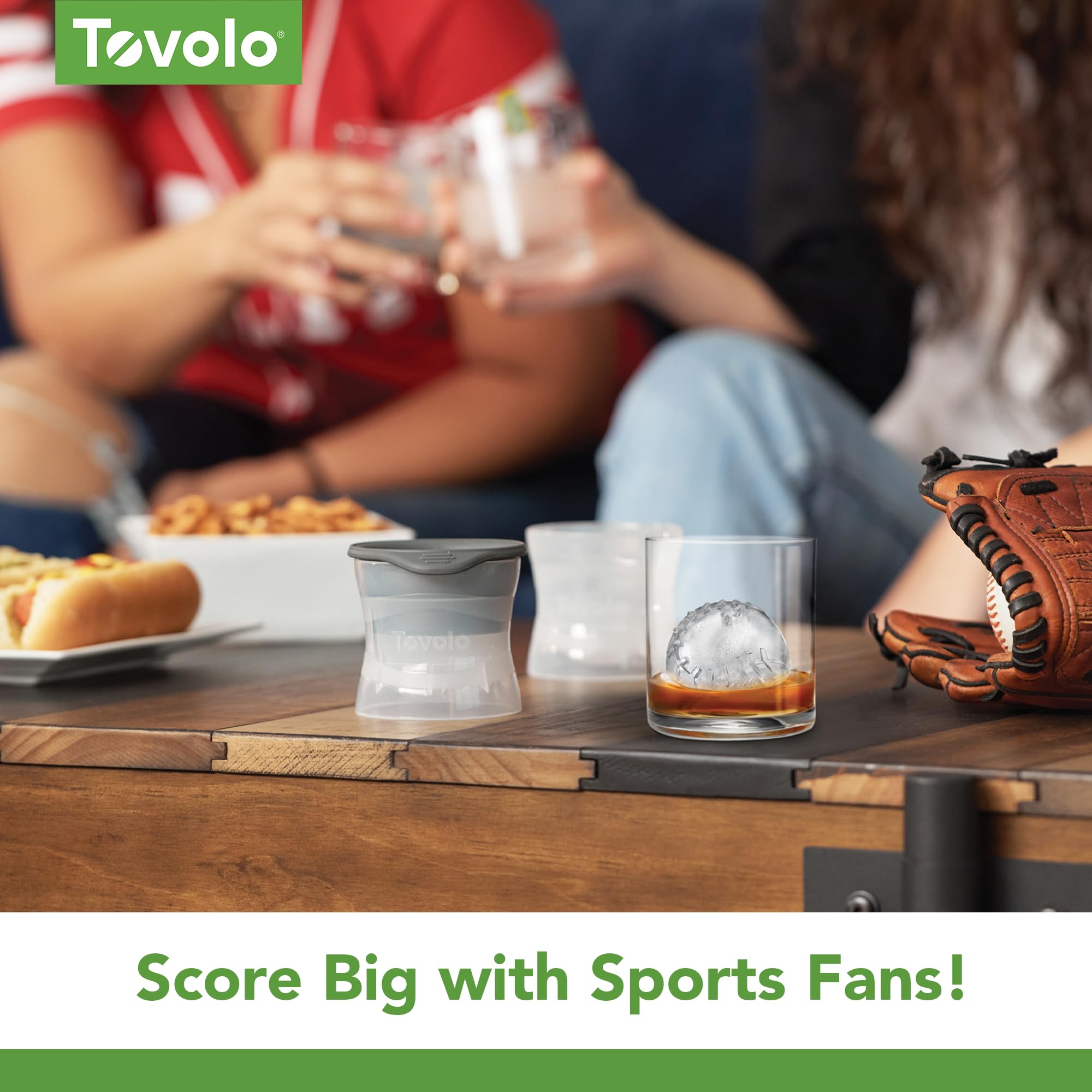 Tovolo Baseball Ice Molds Pack of 2 Large Craft Ice Mold Spheres for Whiskey Bourbon Cocktails, Dishwasher Safe BPA Free Silicone Baseball Ice Sphere Fun Gifts for Baseball Fans Coaches Fathers Dads