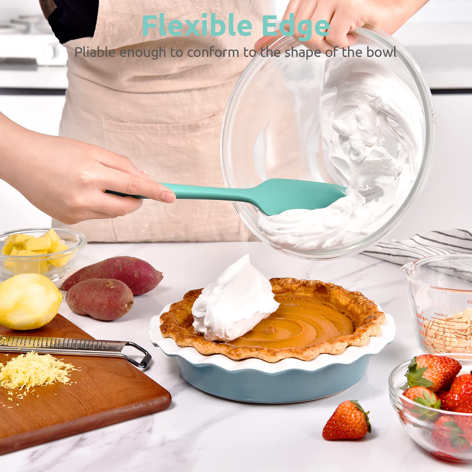 U-Taste Silicone Large Spatula, 600ºF High Temp Scraper, 11.38in, Aqua Sky