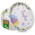 WDF 50Pack Easter Paper Plates - Oval Paper Plates 10" x 12" for Party Supplies Easter Eggs Large Disposable Platter for Easter Serving Tray