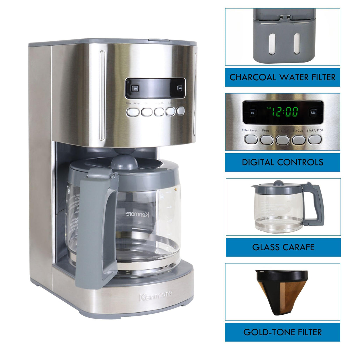 Kenmore 40706 12-Cup Programmable Aroma Control Coffee Maker in Stainless Steel