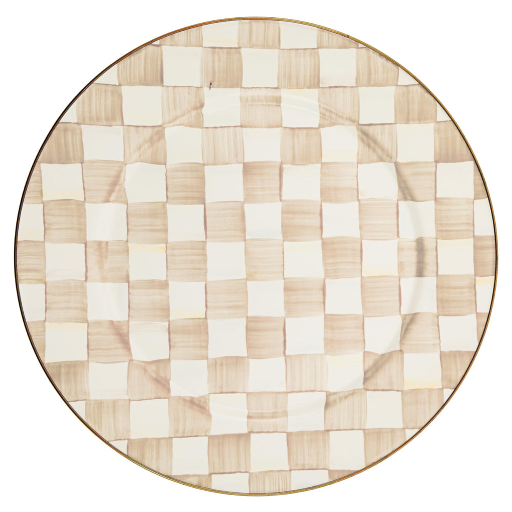 MACKENZIE-CHILDS Enamel Serving Platter, Brown-and-White Mocha Check