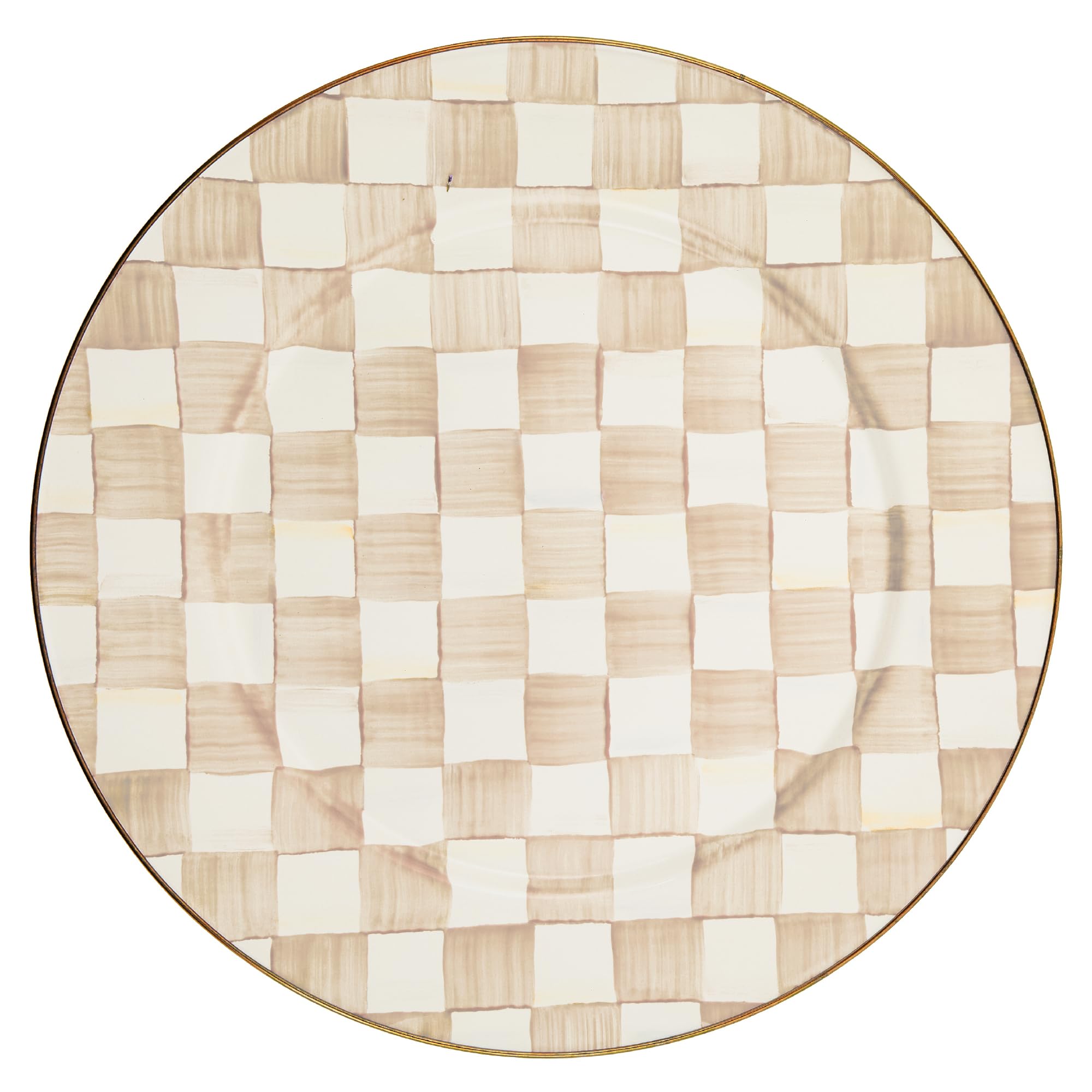 MACKENZIE-CHILDS Enamel Serving Platter, Brown-and-White Mocha Check
