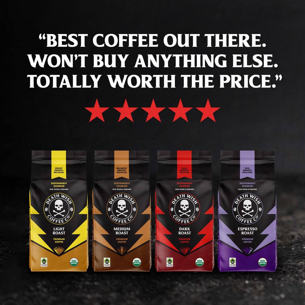 Death Wish Coffee Organic Medium Roast Ground Coffee, 6 Pack