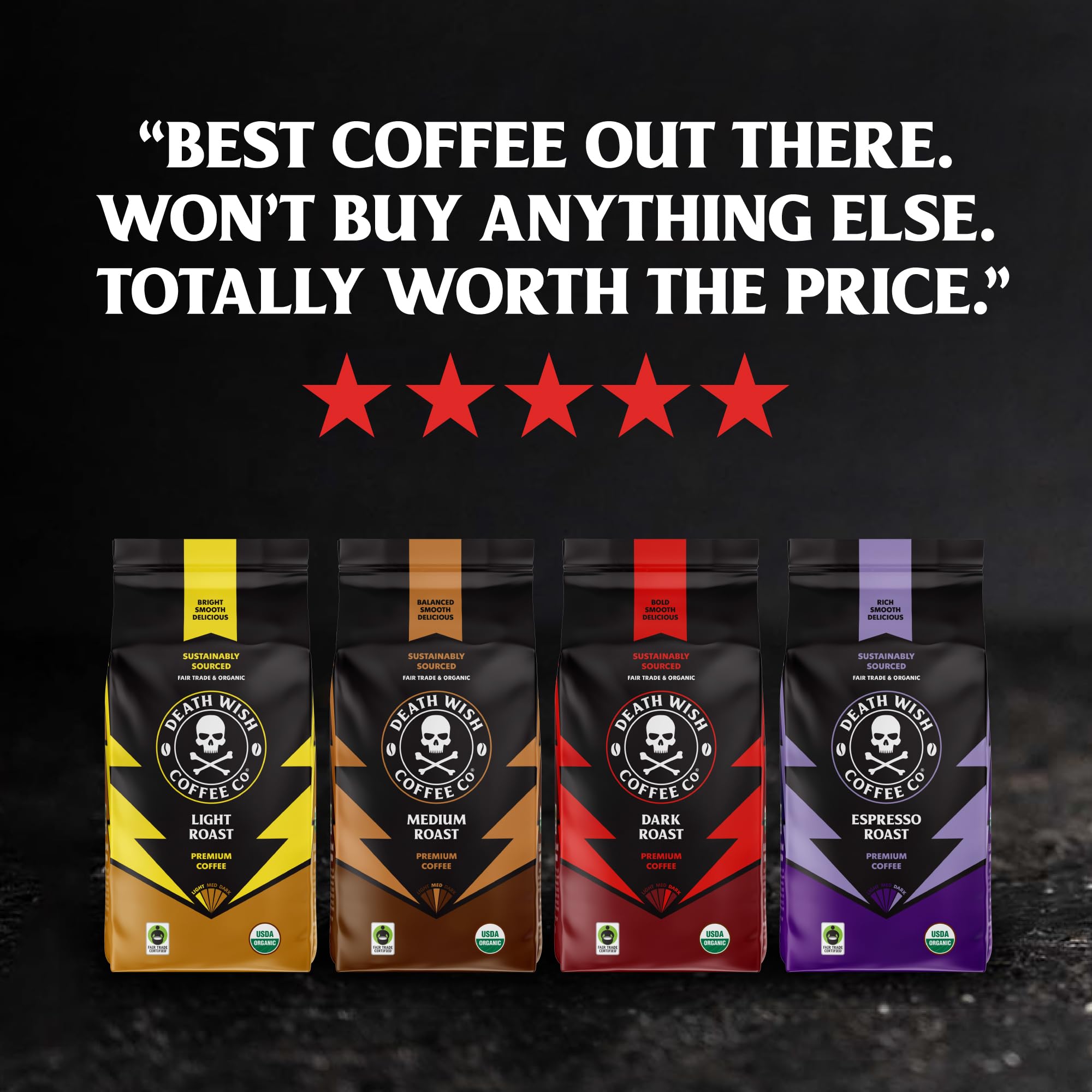 Death Wish Coffee Medium Roast Single Serve Coffee Pods, Organic, 50 Count
