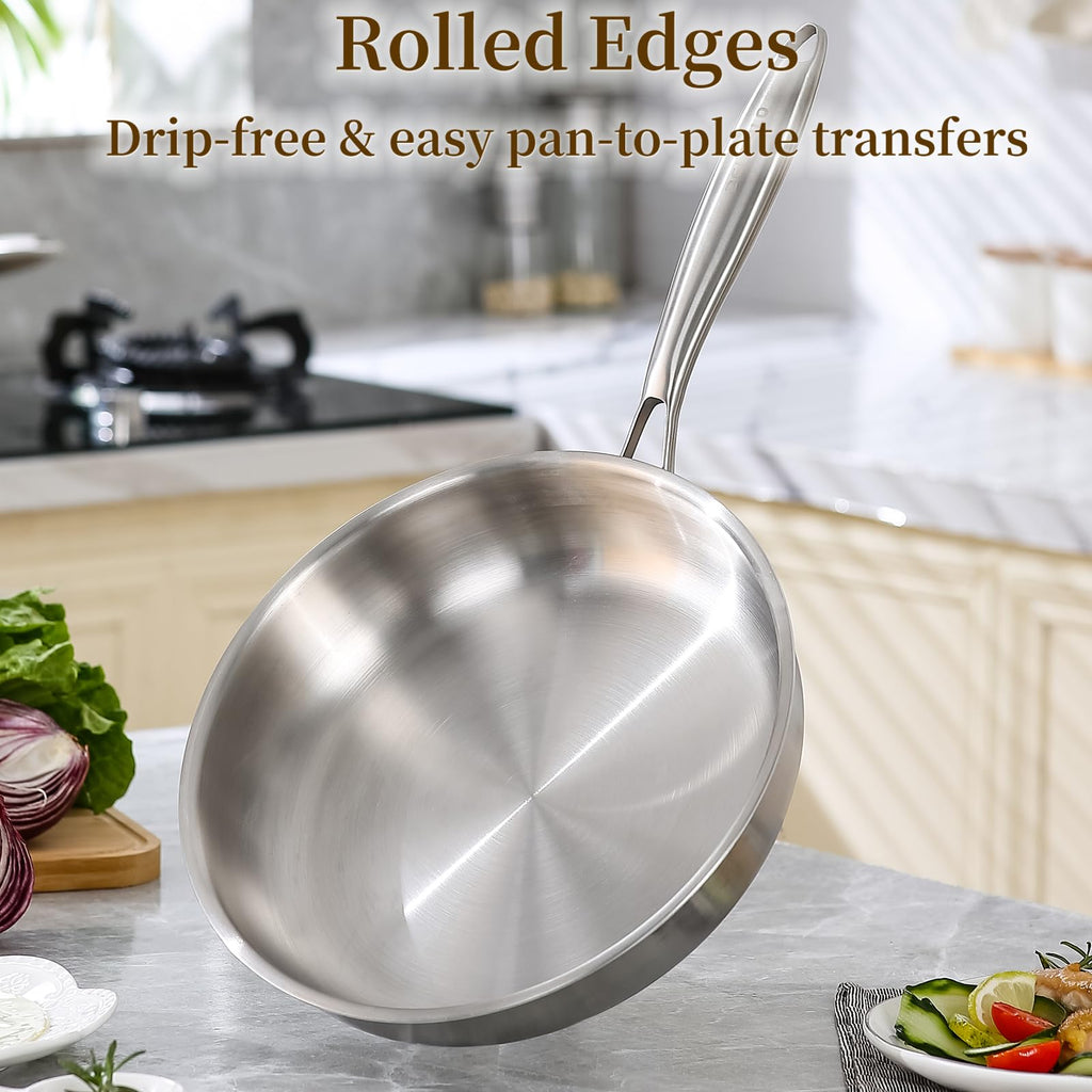 DELARLO Tri-Ply Stainless Steel Pan,18/10, 9"