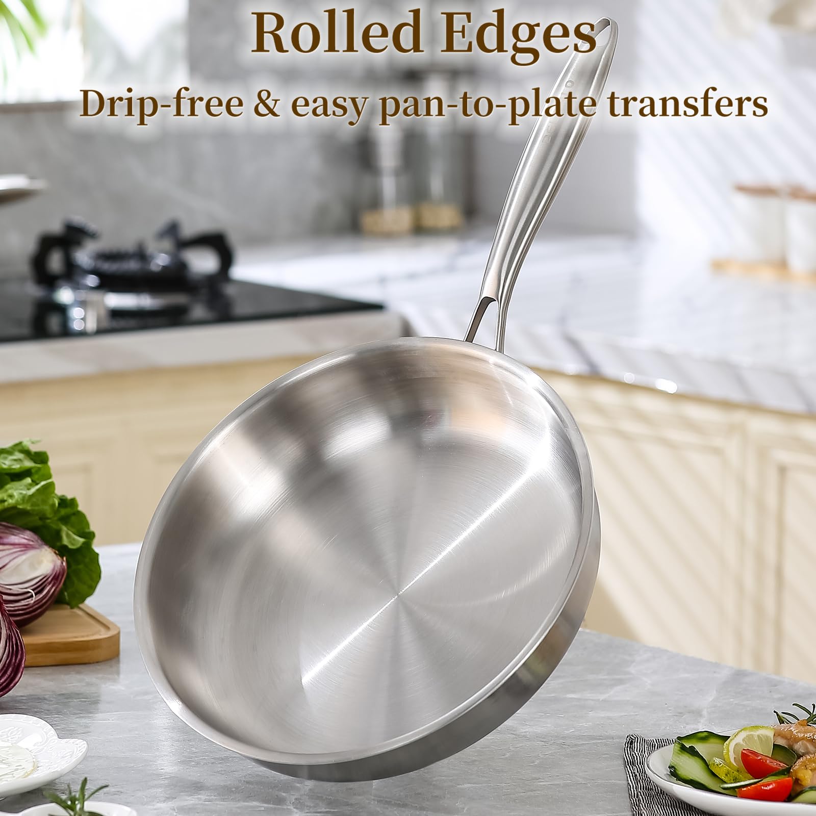 DELARLO Tri-Ply Stainless Steel Pan,18/10, 9"