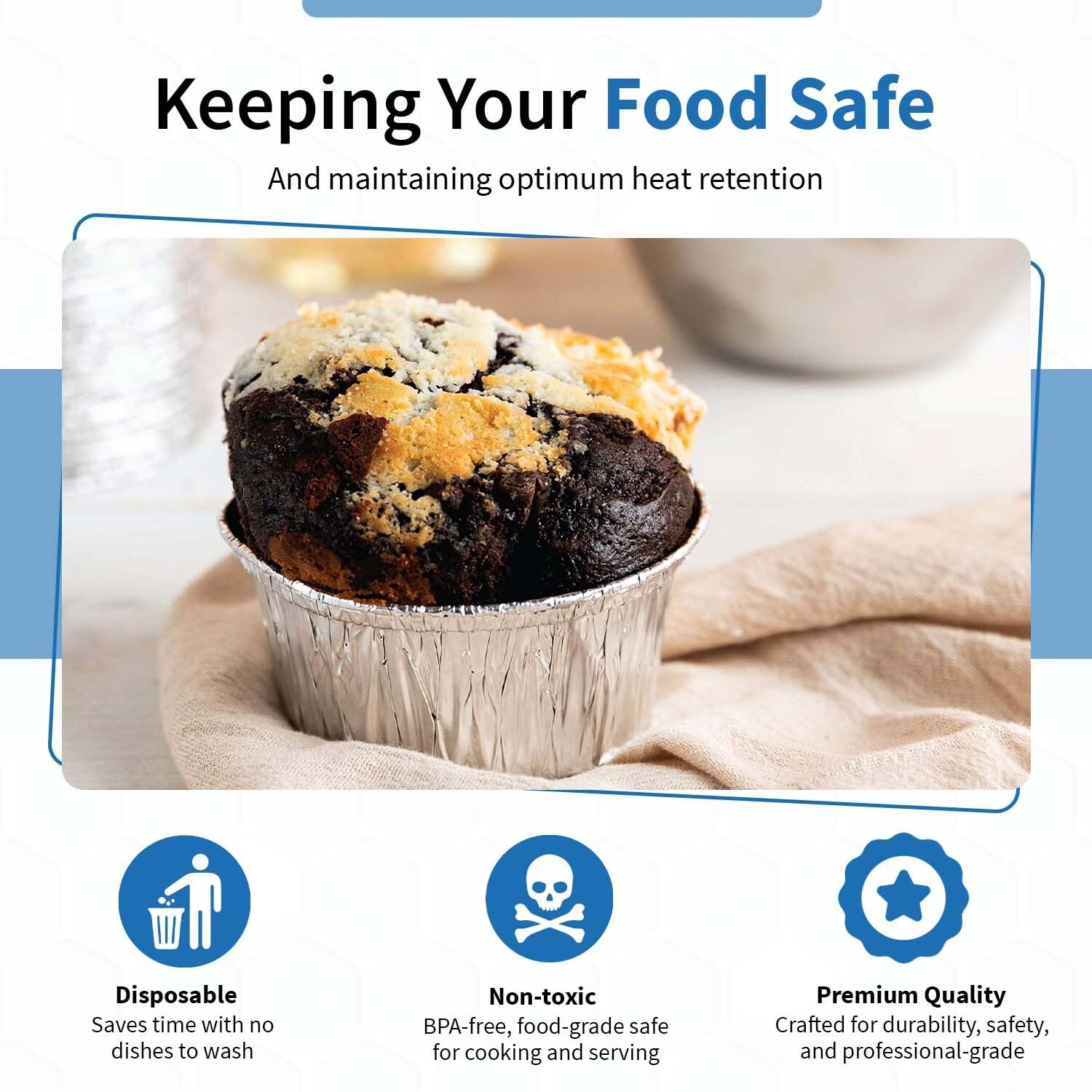 Angel's Peel Lounge Disposable Ramekins - Durable cup cake pans for baking - Aluminum Foil Ramekin for Tart, Appetizer-Utility, Muffin, Souffle, or Creme Brulee – 4 oz – pack of 50
