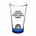 Custom Pint Glass 16 oz. Set of 10, Personalized Bulk Pack - Beer Glasses, Heavy Duty Drinkware - Blue
