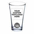 Custom Pint Glass 16 oz. Set of 10, Personalized Bulk Pack - Beer Glasses, Heavy Duty Drinkware - Clear