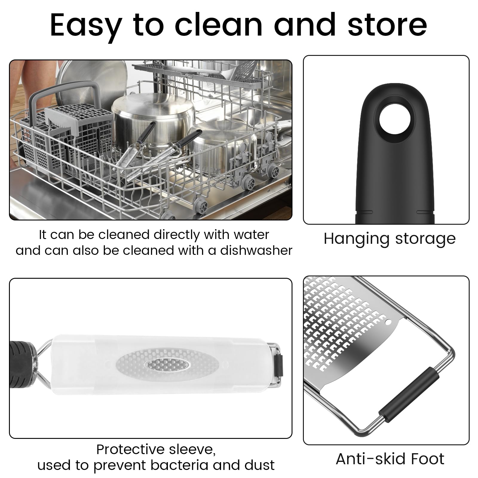 4Pcs Stainless Steel Grater for Different Food Grater with Non-Slip Handle for Vegetables Cheese Shredder and Lemon