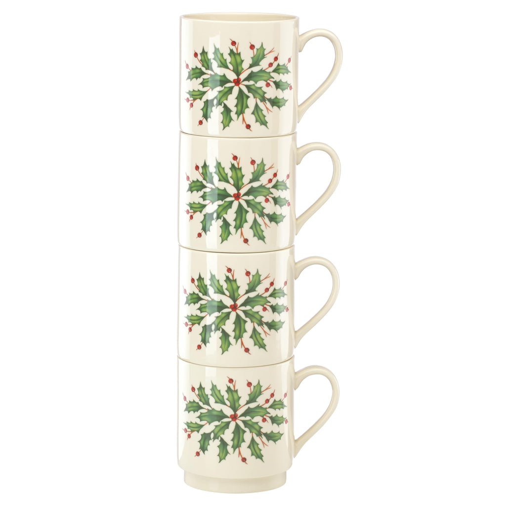 Lenox 853763 Holiday 4-Piece Stackable Mug Set, Christmas Dinnerware, Hosting