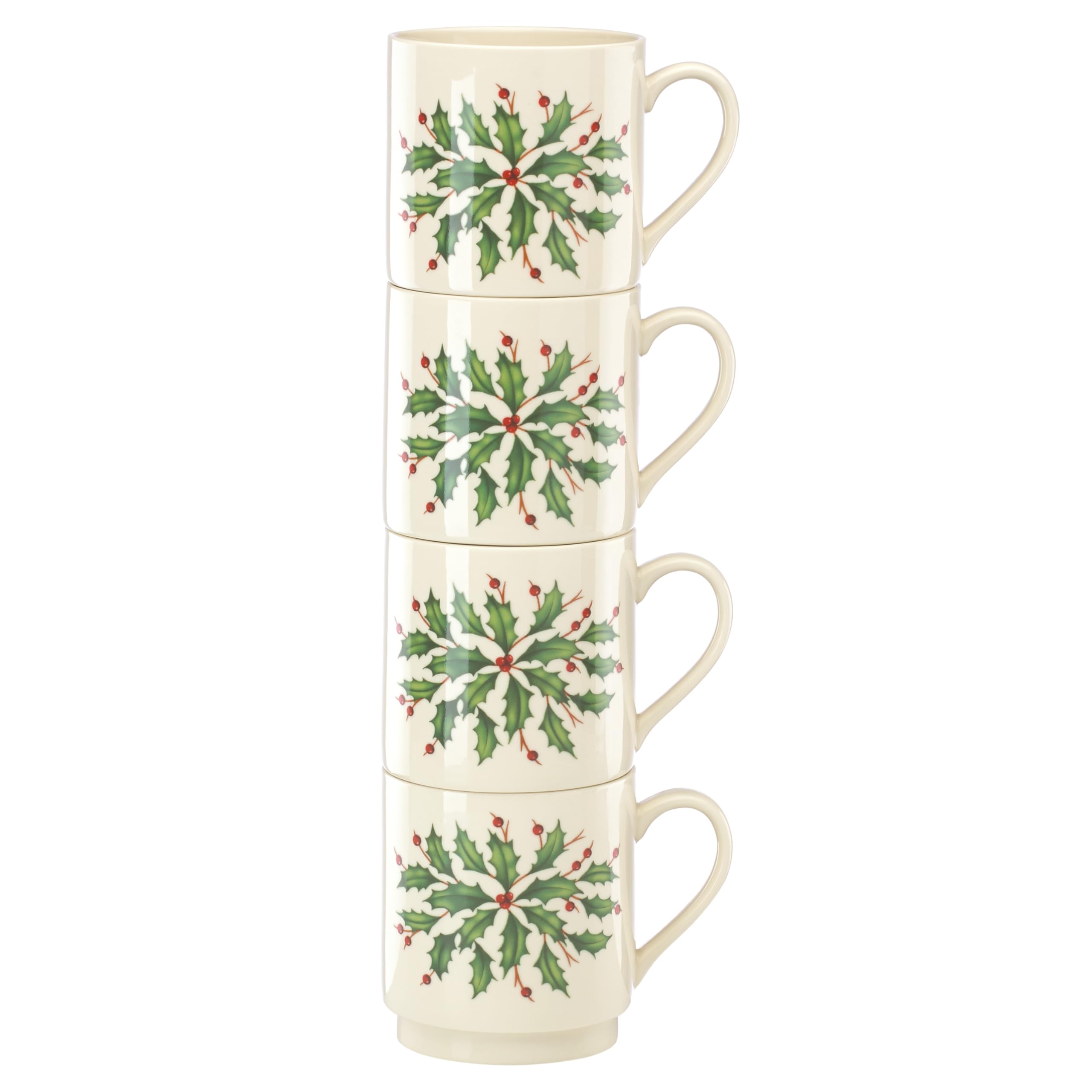 Lenox 853763 Holiday 4-Piece Stackable Mug Set, Christmas Dinnerware, Hosting