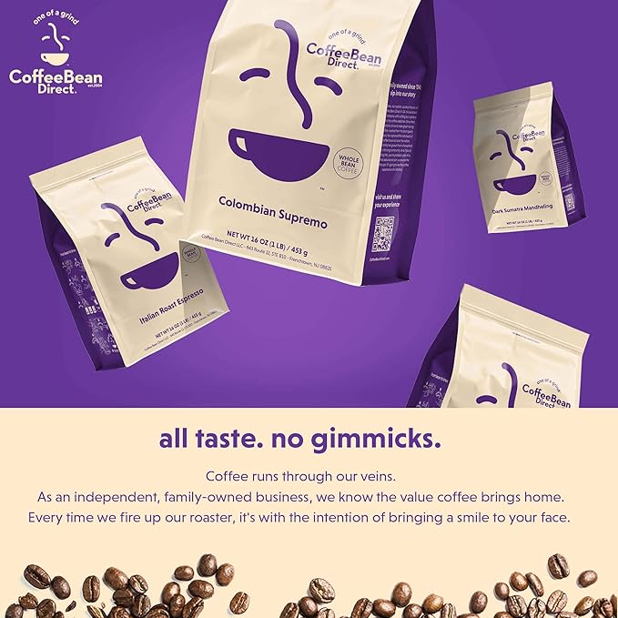 Coffee Bean Direct Ethiopian Yirgacheffe, Whole Bean Coffee, Light Roast, 2.5 Pound Bag (Pack of 1)
