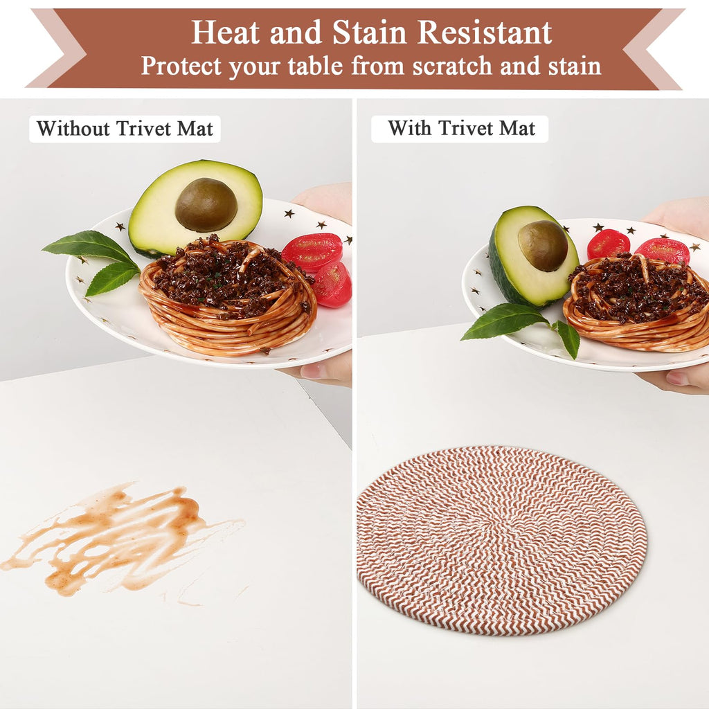 SHACOS 8 Inches Trivets for Hot Dishes, 4 Pieces Cotton Trivets Mats
