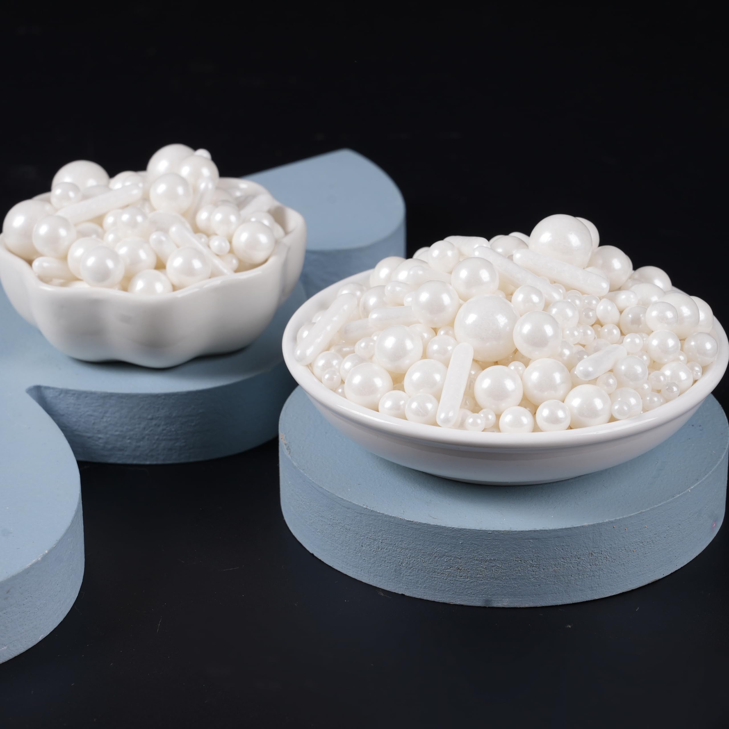 Kasvan White Mix Sugar Sprinkles - Edible Candy Pearls with 4-Claw Sprinkle Pen,118g/4.16 Oz, Gift Box Pack, Baking Cake Decorations, Ice Cream Toppings and Cookie Decorating, Wedding Party Chirstmas Supplies