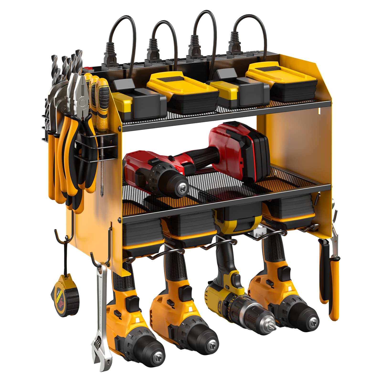 CCCEI Wall Mount Modular Tool Charging Organizer, Yellow, 1 Pack, 3 Tier.