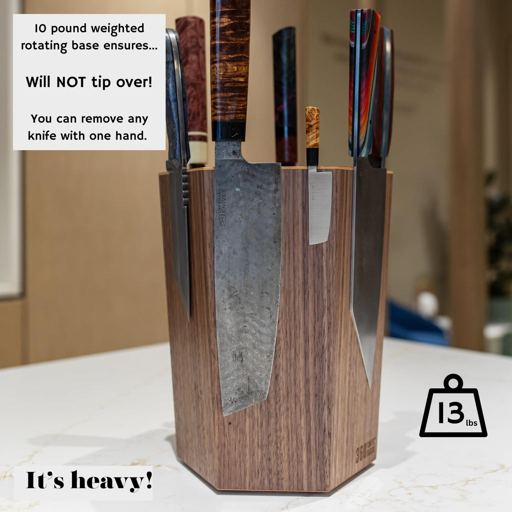 360KnifeBlock® - The 360KB™ (bamboo) ROTATING Magnetic Knife Block