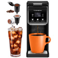 Coffee Maker Hot & Iced With Bold Setting,Single Serve Coffee Maker For K Cup And Grounds,52 Oz Removable Water Tank,6-14 Oz Brew Sizes,One Cup Kcup Coffee Machine With Reusable Filter,(Black)
