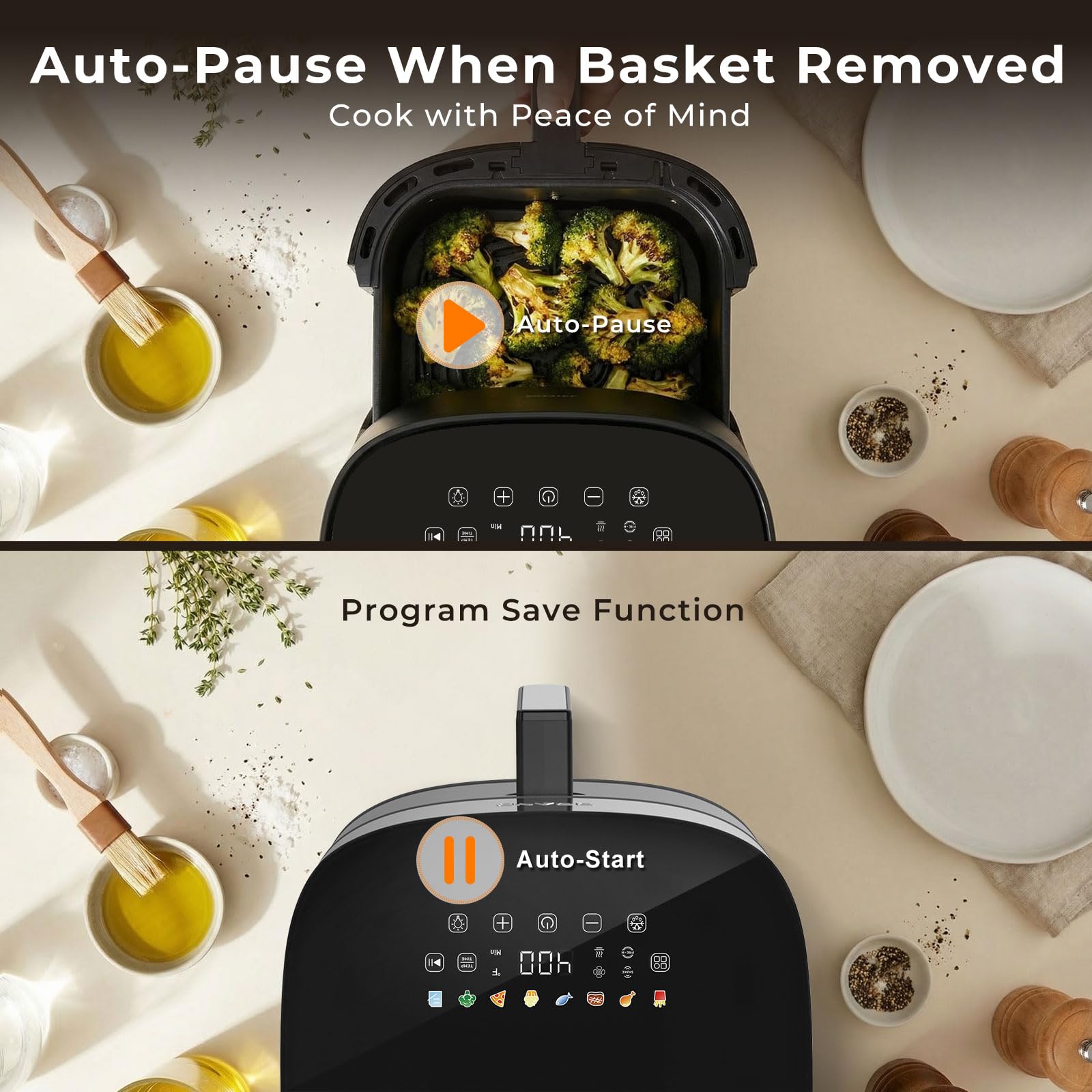 KINSING Air Fryer 8 in 1, XL 8.5 QT Large Airfryer with View Windows,MAX 400℉ for Crispy, 85% Less Oil, Fast Roast, Preheat, Shake, Bake, Non-Stick Basket for Easy Clean, With Professional Recipes