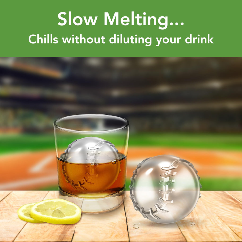 Tovolo Baseball Ice Molds Pack of 2 Large Craft Ice Mold Spheres for Whiskey Bourbon Cocktails, Dishwasher Safe BPA Free Silicone Baseball Ice Sphere Fun Gifts for Baseball Fans Coaches Fathers Dads