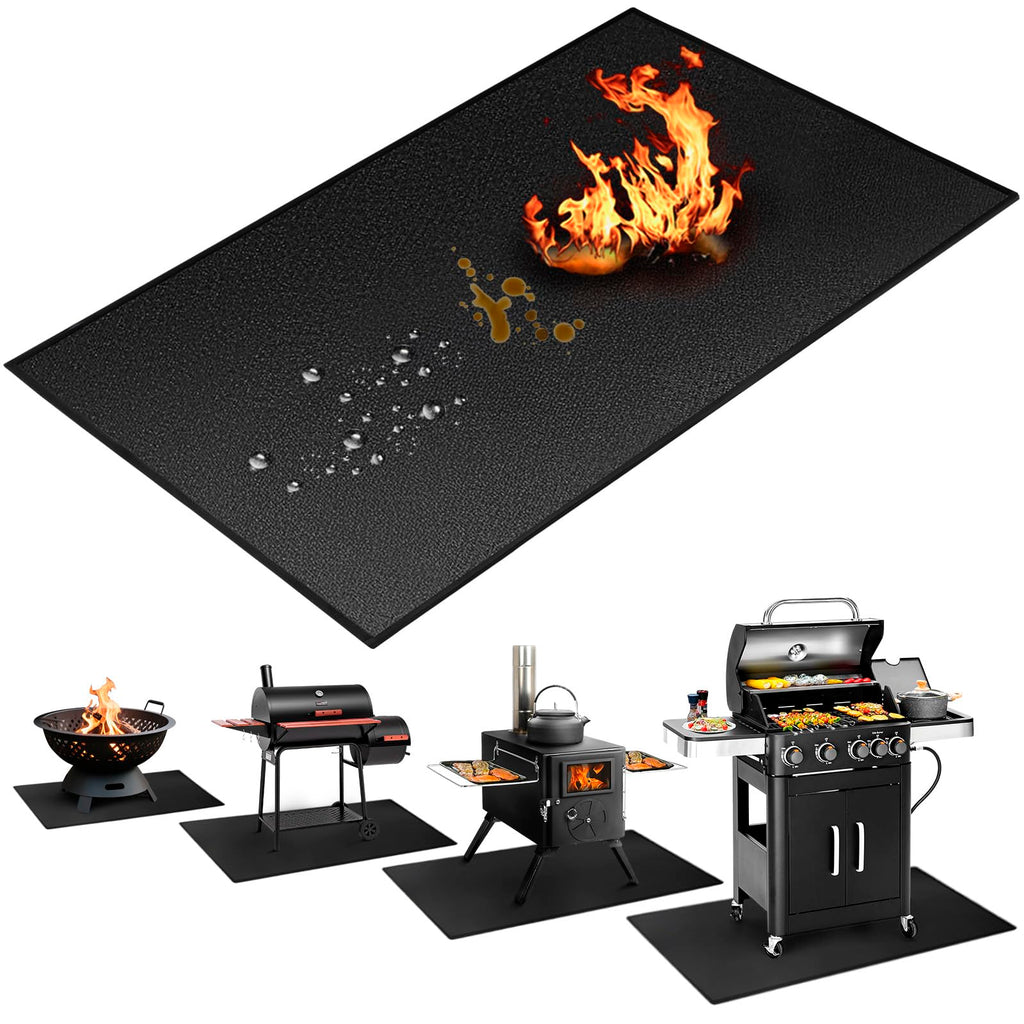 Eongreat 48x30 inch Under Grill Mats for Outdoor Grill, Double-Thickened Fireproof Patio Deck Protector Mat, Oil-Proof Waterproof BBQ Mat for Under Grill, Fireplace/Fire Pit Mat Grill Floor Pads