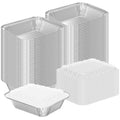 8.3"x6.2" 2.25LB Disposable Tin Foil Pans with Plastic Lids, 100 PACK