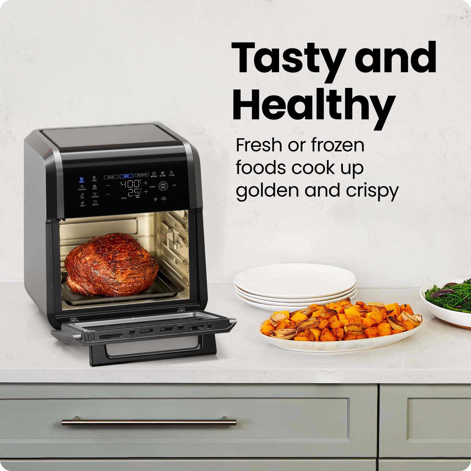 Chefman 12-Quart 5-in-1 Air Fryer Oven with Digital Timer, Touchscreen, and 12 Presets - Family Size Countertop Convection Oven, Dishwasher-Safe Parts