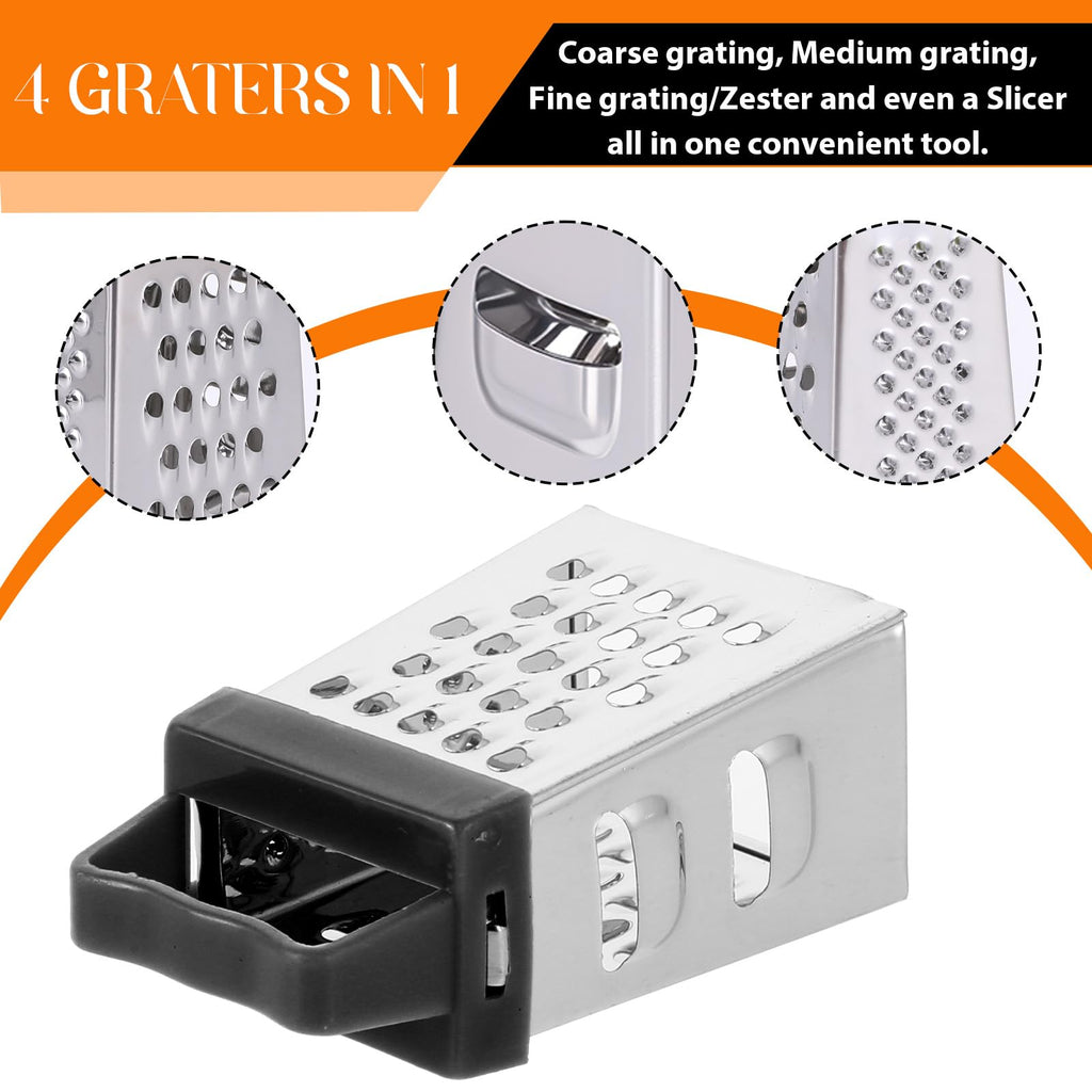 ElevateTech Mini Cheese Grater, 3 Pcs Stainless Steel Box Grater with Handle Professional Cheese Slicer Graters for Kitchen Slicer Cheeses Gingers Vegetable Dishwasher Safe (White, Grey, Black)