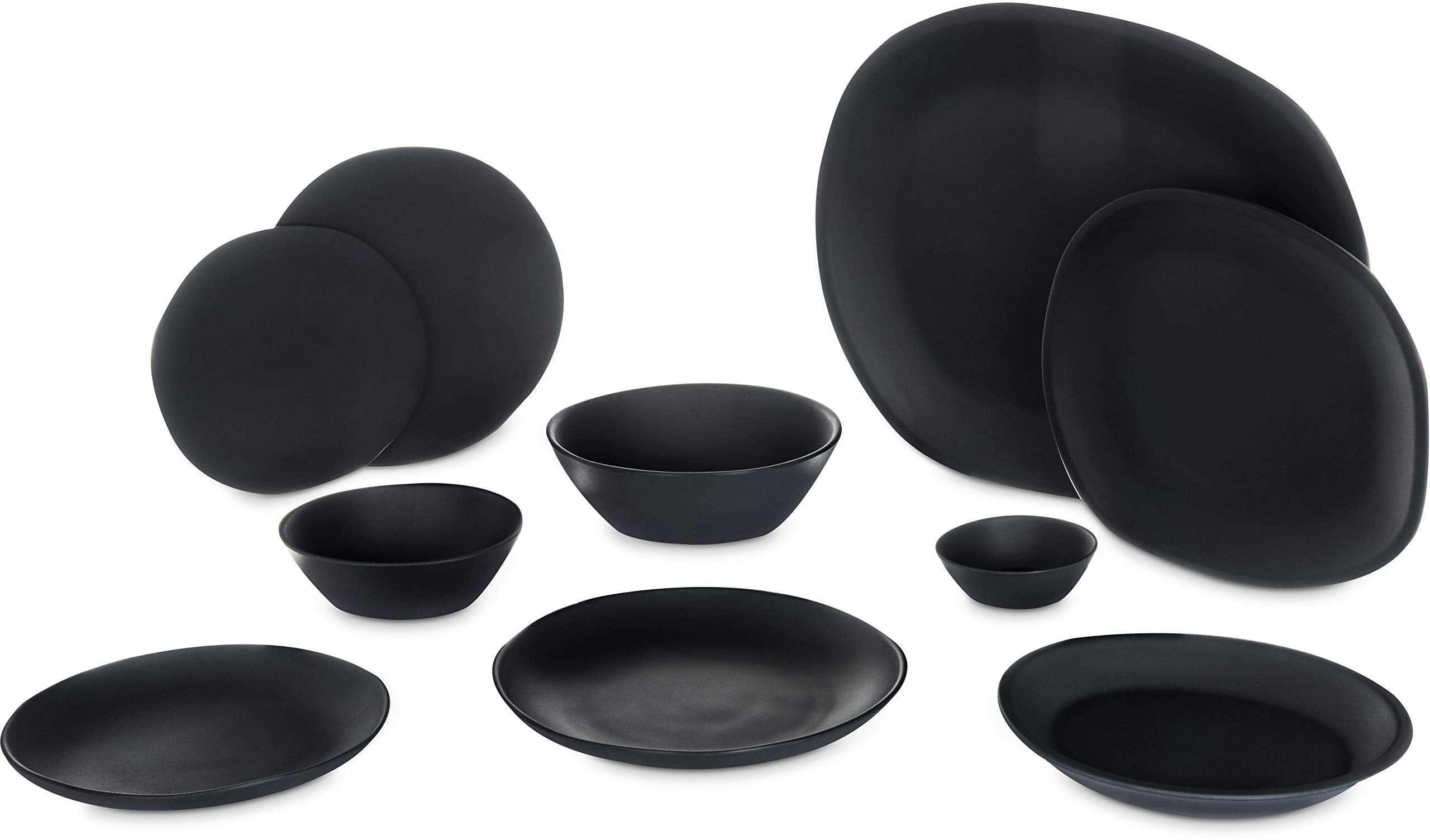 Carlisle FoodService Products Ridge Reusable Plate Rimless Plate for Home and Restaurant, Melamine, 11 Inches, Slate, (Pack of 12)