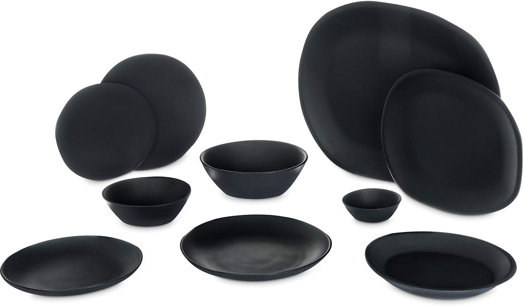 Carlisle FoodService Products Ridge Reusable Plastic Plate Dinner Plate for Home and Restaurant, Melamine, 10.5 Inches, Slate, (Pack of 12)