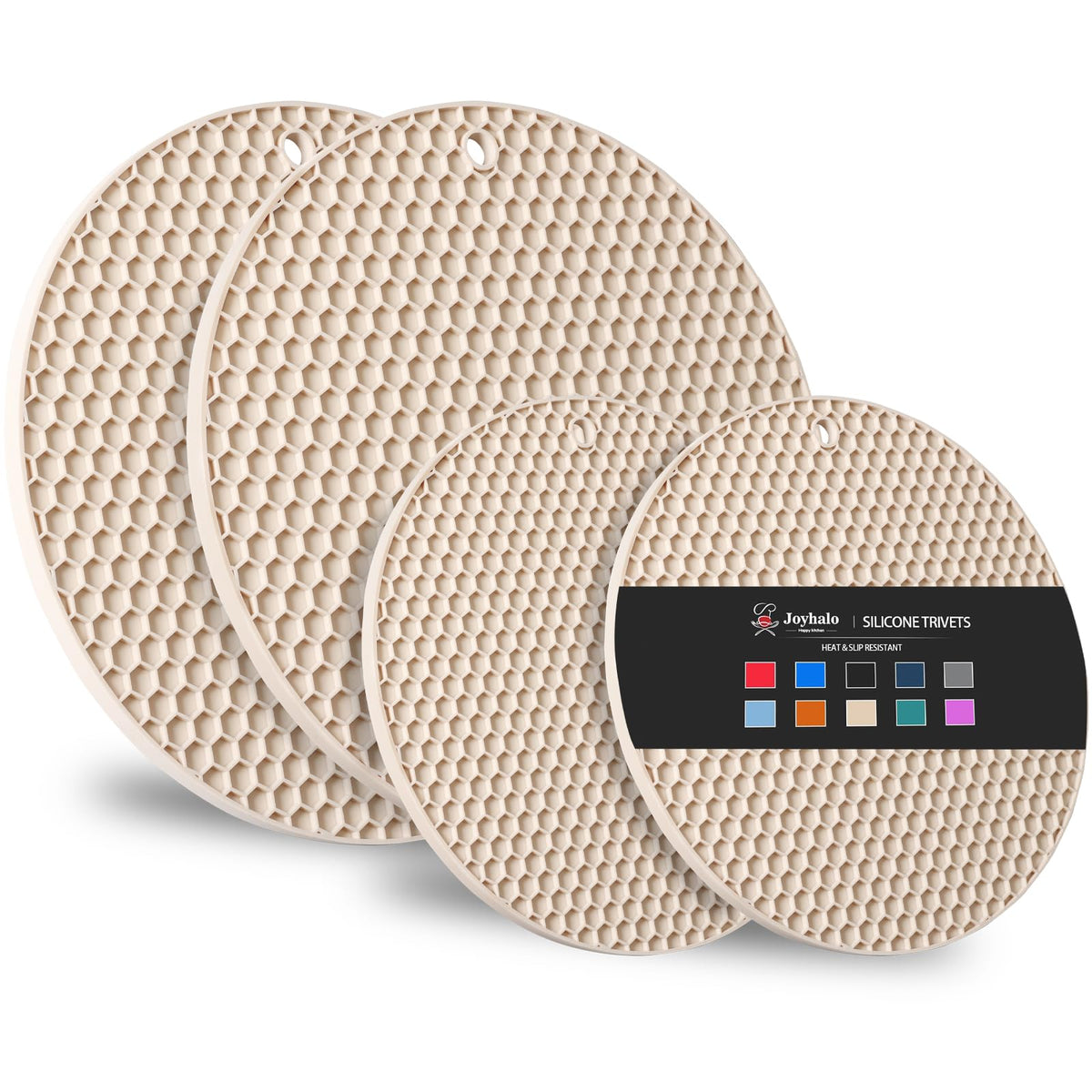 Joyhalo 4 Pack Silicone Trivet for Hot Dishes