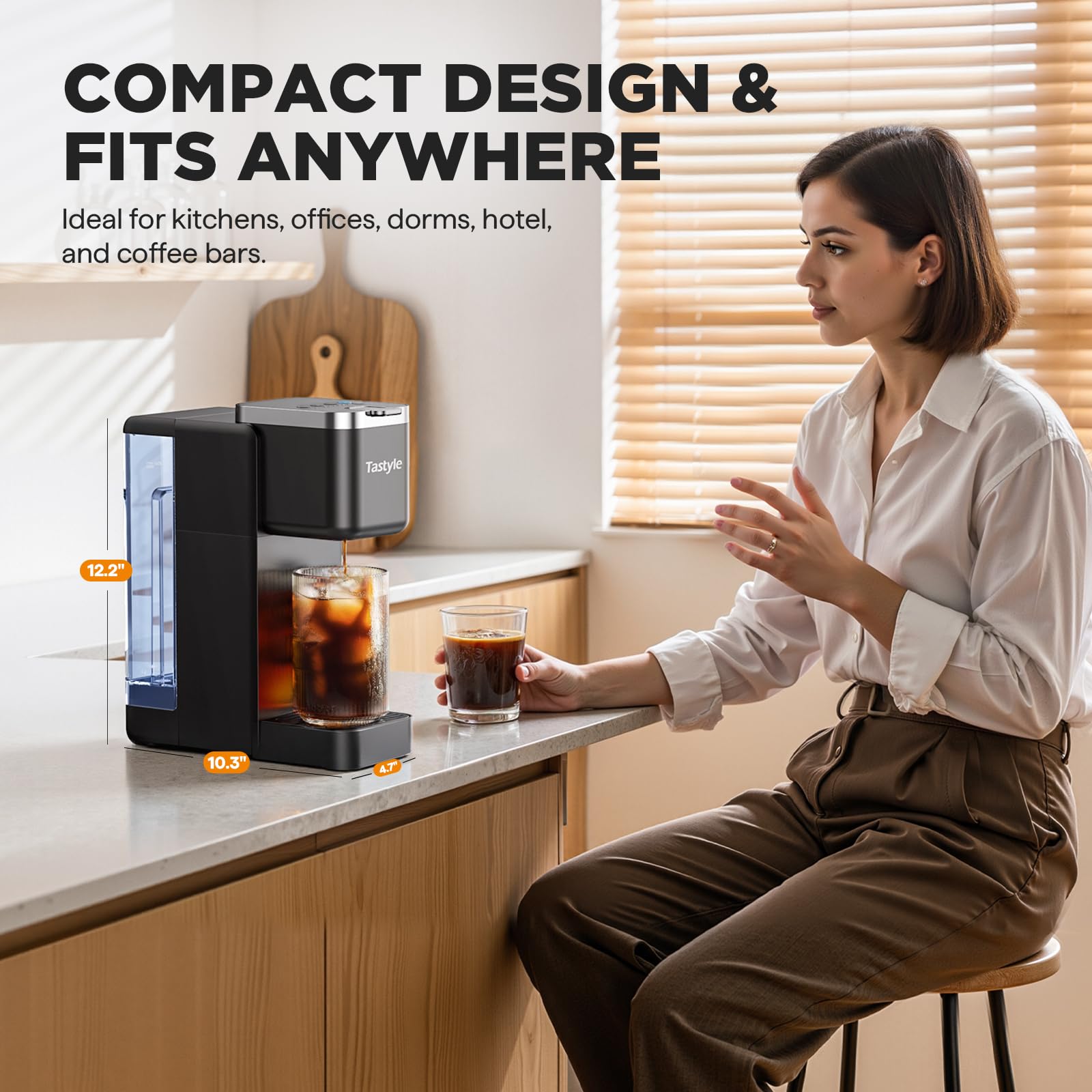 Tastyle Single Serve Coffee Maker for K Cups and Grounds with 3 Brew Styles