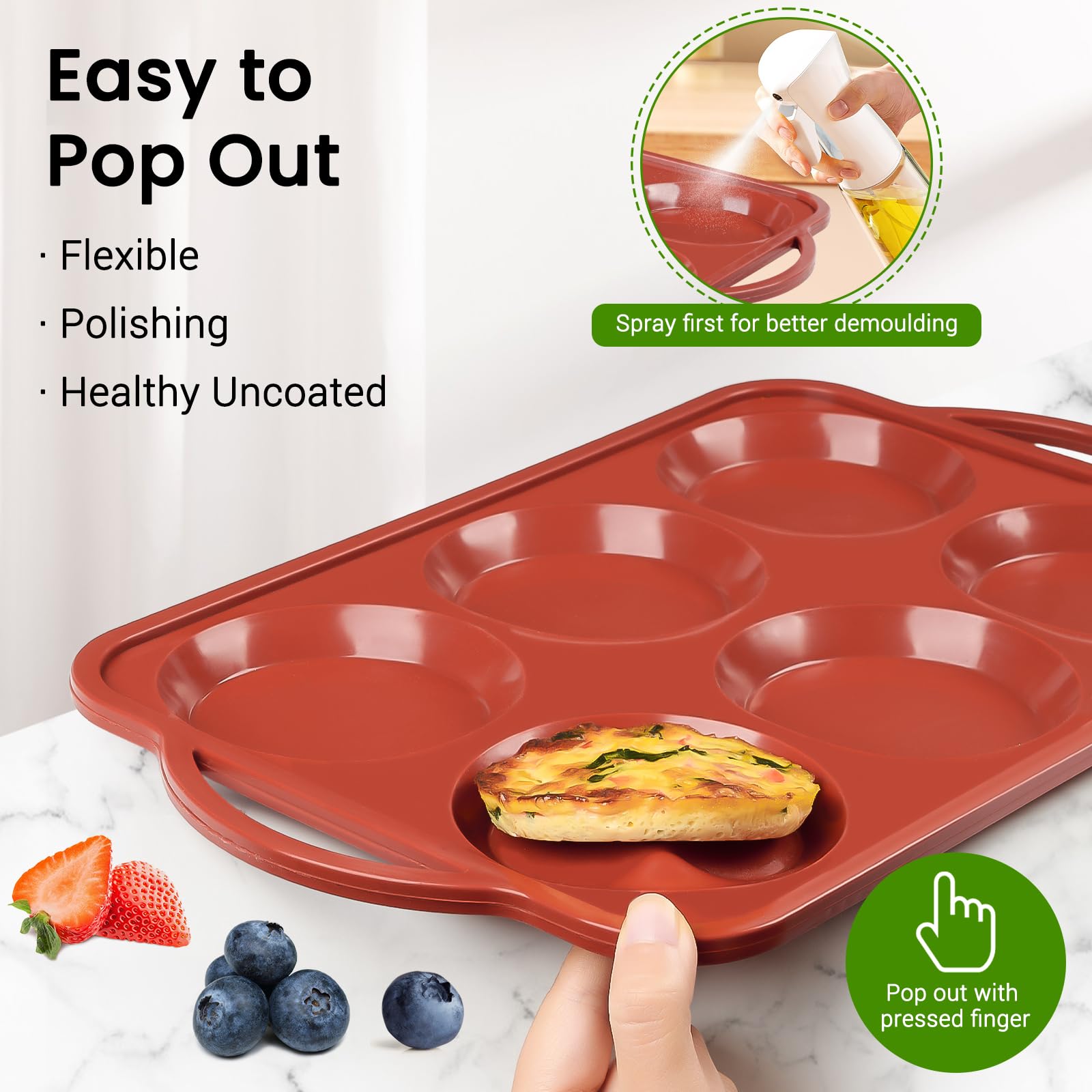 JOERSH Jumbo Silicone Muffin Top Pan with Metal Frame, 2 Pack, 4 Inch