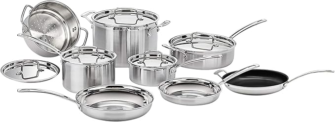 Cuisinart Stainless Steel Pots and Pans Set, Induction Compatible, 12 pc