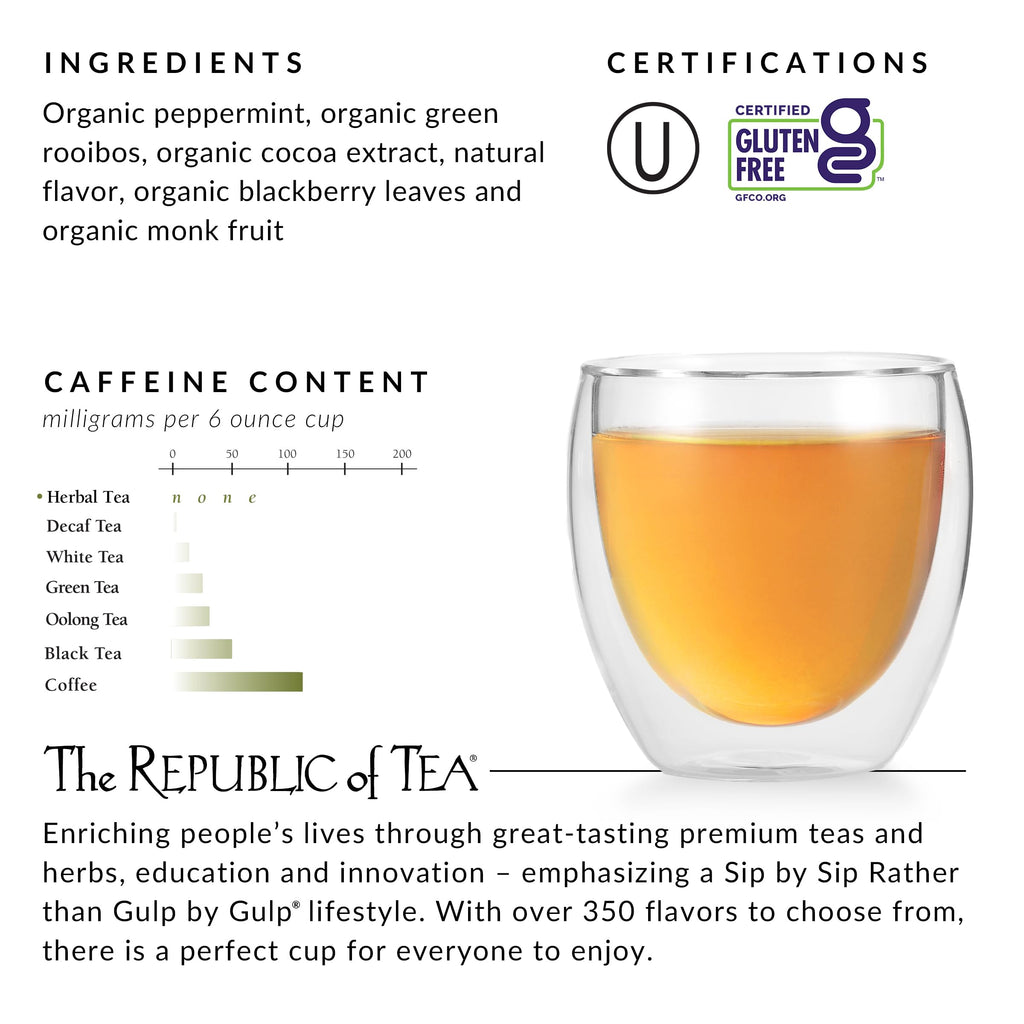 The Republic of Tea Peppermint Bark Herbal Tea, Caffeine Free, 36 Count