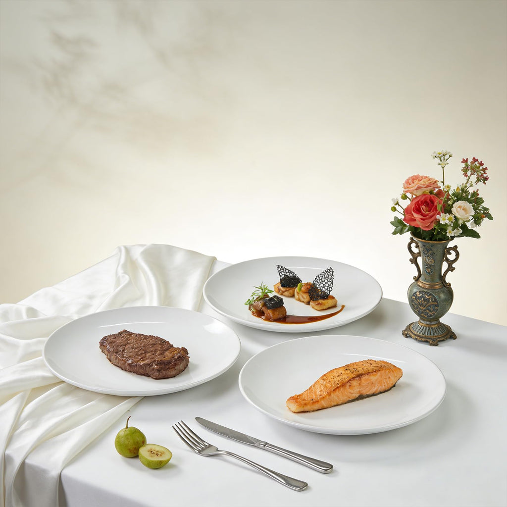 IRESTAURANT PLUS Stoneware Coupe Commercial Grade Dinnerware, Bright White Plate 8.25", Case of 24