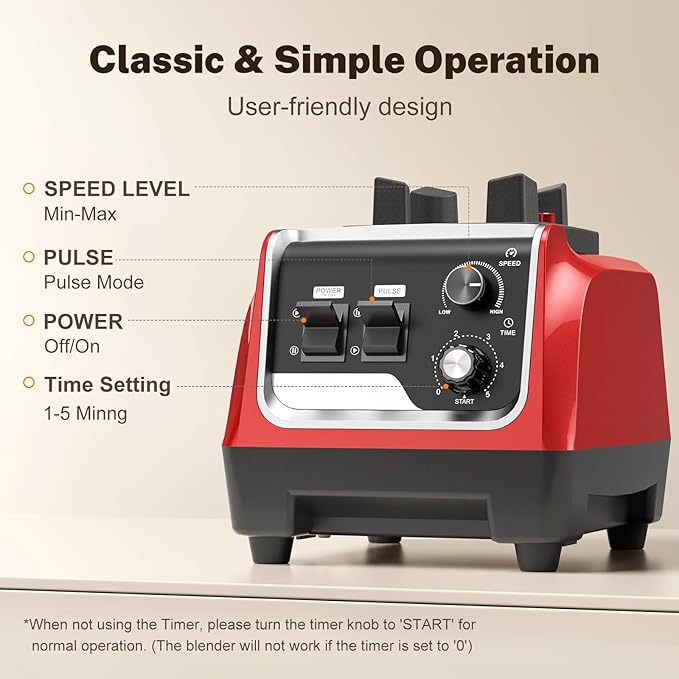 Smoothie Blender, Powerful Blenders for Kitchen with 1800-Watt Motor, 70 Oz Large Capacity and BPA-Free Containers, Countertop Blender for Smoothies, Ice Crushing & Frozen Drinks, Red